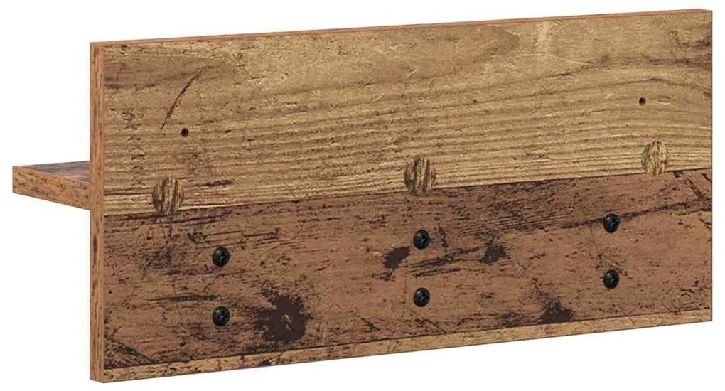 Fali Kabáthorog polcokkal Régi fa 40 x 10.5 x 18 cm Faanyag