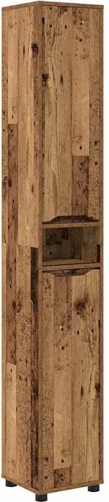 vidaXL Fürdőszoba Székény polcokkal Öreg fa 30,5 x 30 x 195 cm Faanyag