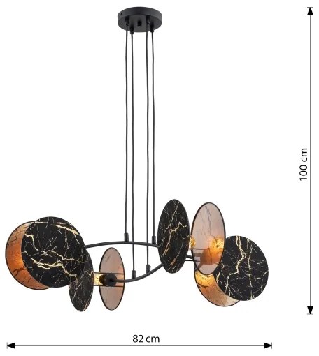Csillár zsinóron MOTIF 4xE27/15W/230V fekete/arany