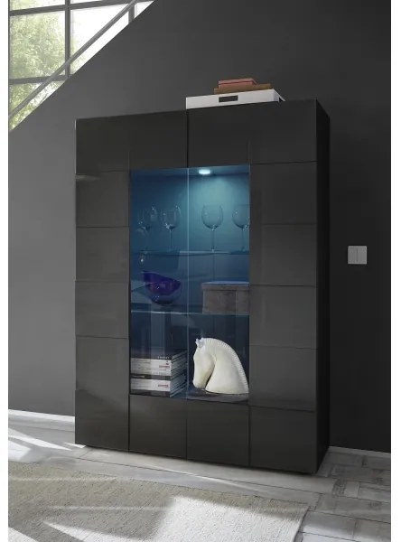 SERIAN vitrinszekrény antracit