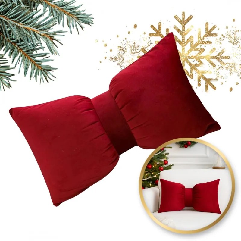 Bársony díszpárna masni alakú BOWERY, piros