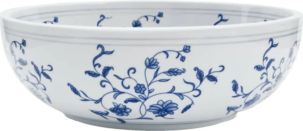 vidaXL fehér-kék kerámia kerek asztali mosdó Φ41 x 14 cm
