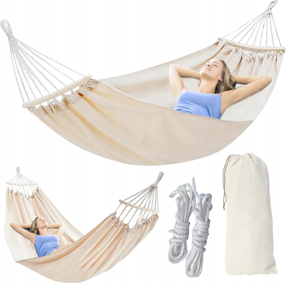 Függőágy Állvánnyal Kerti Napozóágy Erős 2 Személyes Hinta 270x150 WZ7