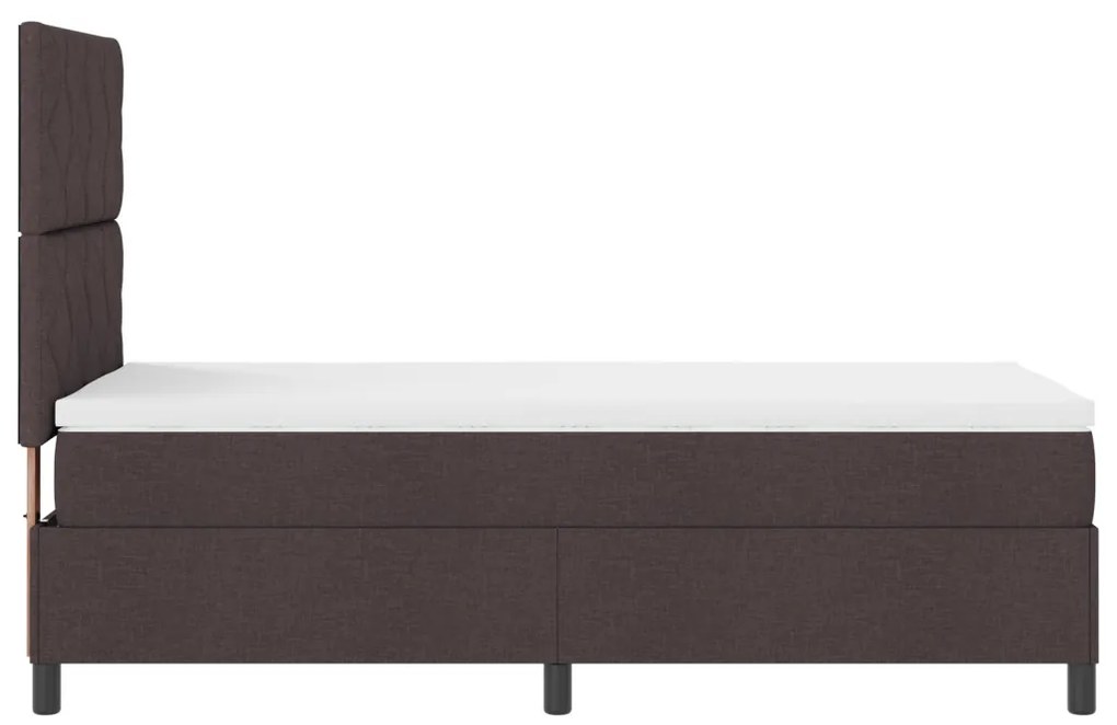 Rugós Ágy Matraccal és LED Fénnyel Sötétbarnában, 90 x 200 cm, Szövet