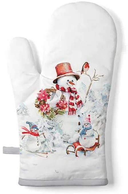 Karácsonyi hóember edényfogó kesztyű pamut Sporty Snowmen