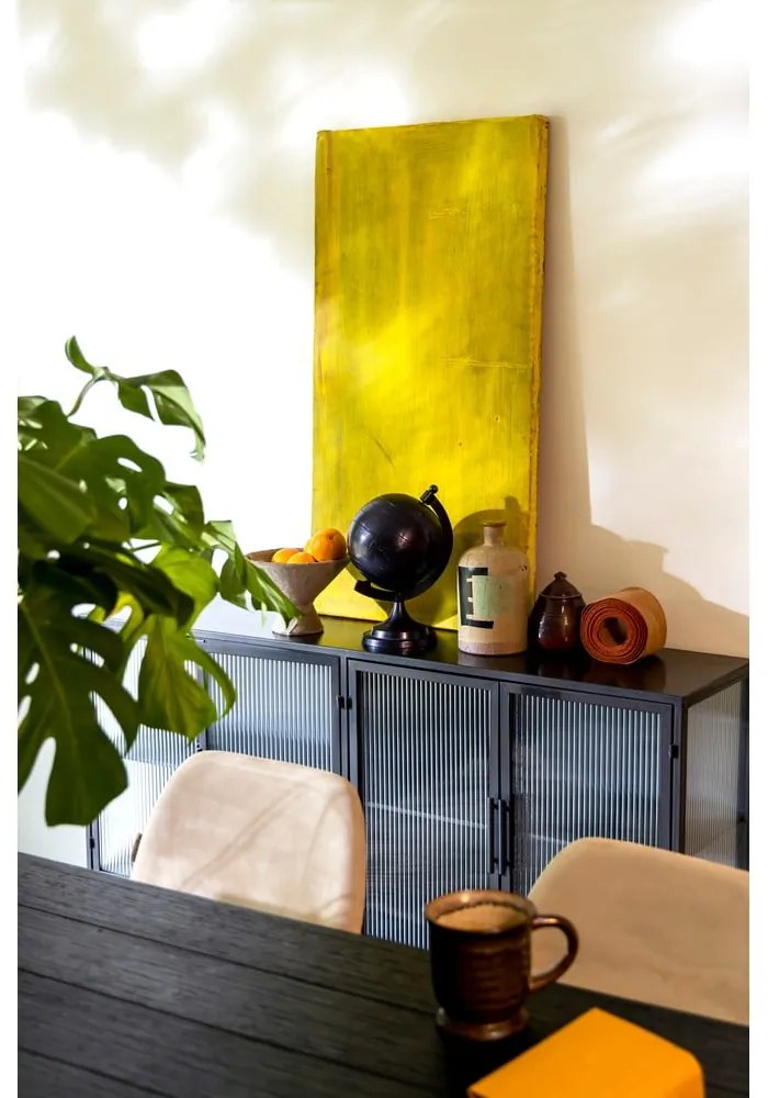 Fekete fém tálalószekrény 150x80 cm Boli – Dutchbone