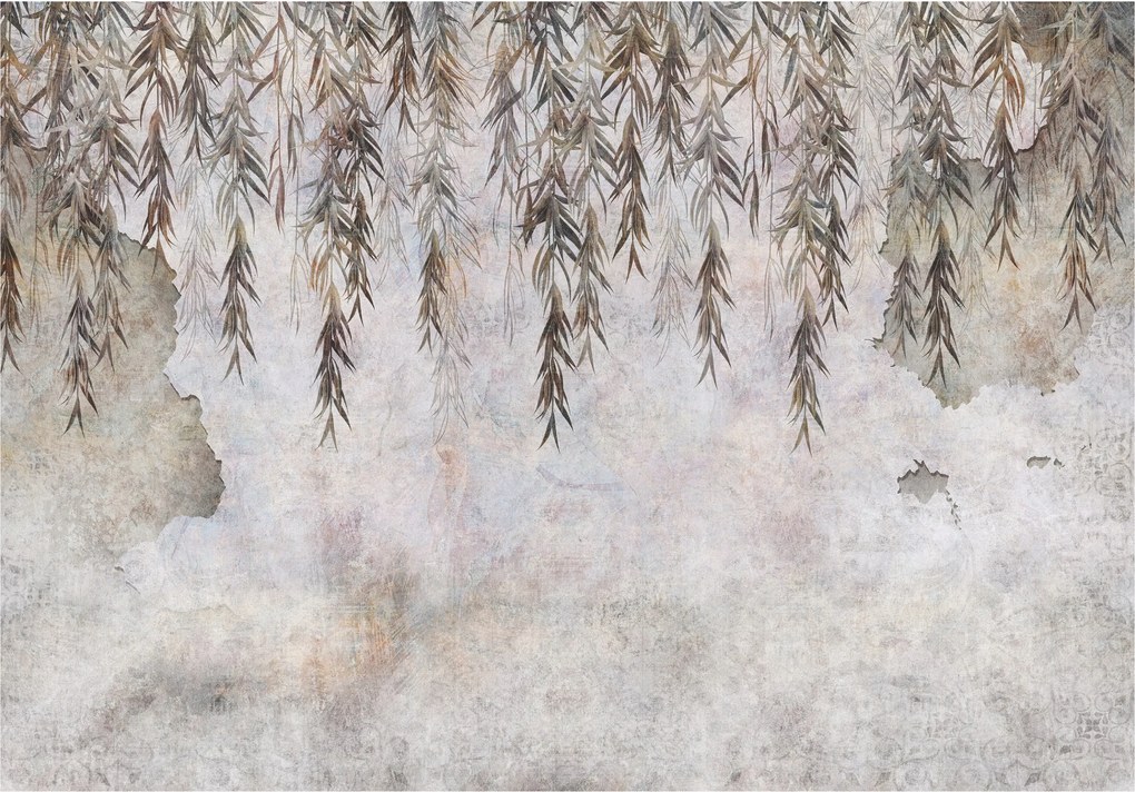 Fotótapéta Fűzfák betonon szürke-zöld semleges vinil 520x318 +ragasztó