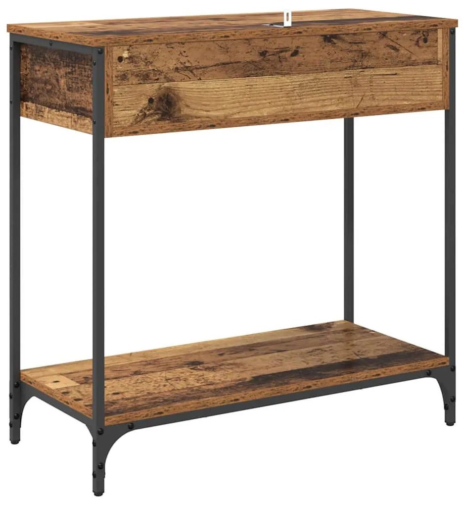 vidaXL Konzolasztal fiókkal Öreg fa 75 x 34,5 x 75 cm Faanyag