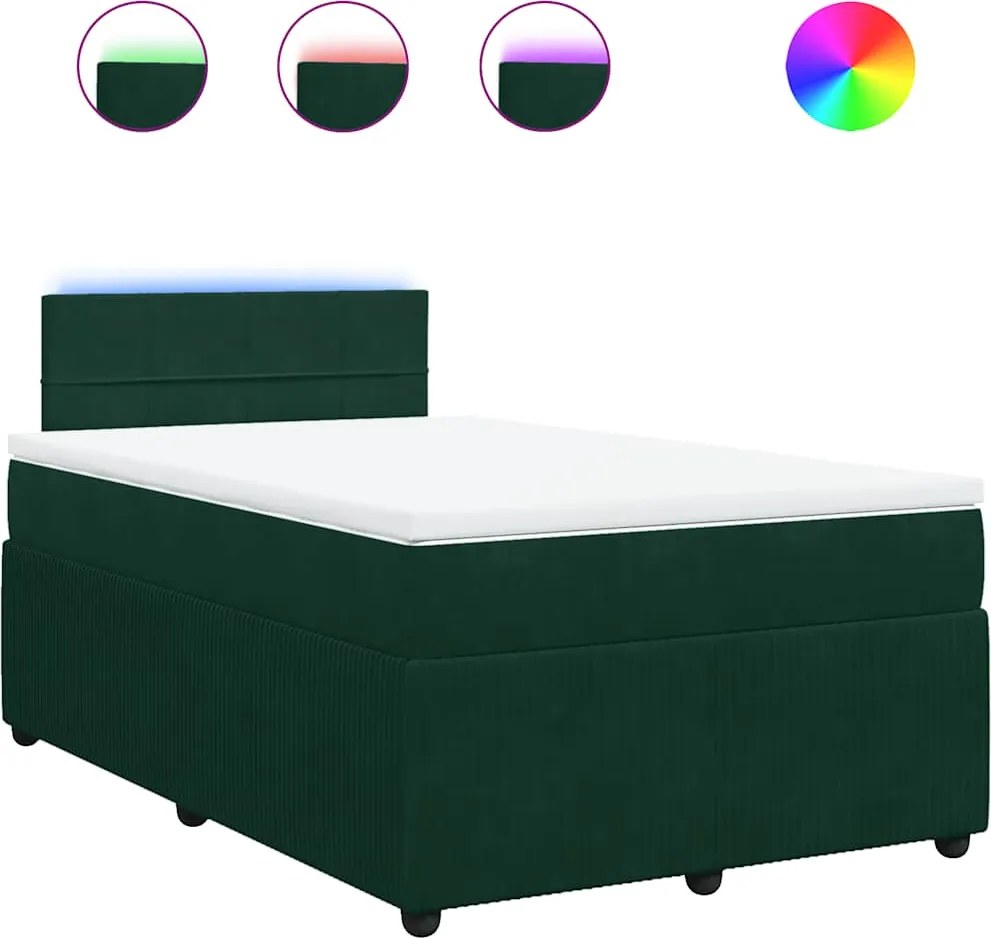 vidaXL sötétzöld bársony rugós ágy matraccal 120x190 cm