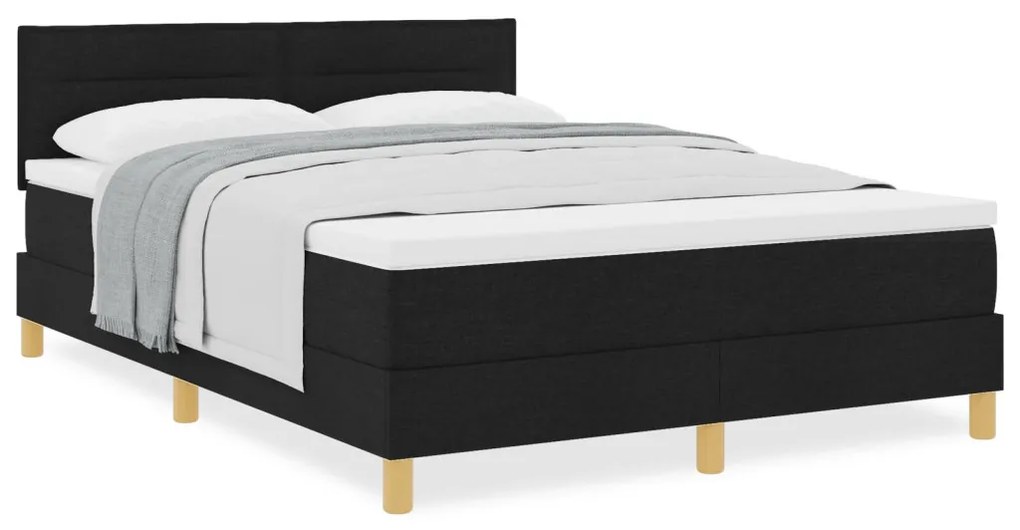 Boxspring Ágy matraccal Fekete 140x200 cm Szövet
