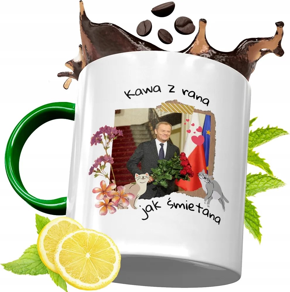 Donald Tusk Zöld Bögre Ajándék Nyomtatott Fotóval