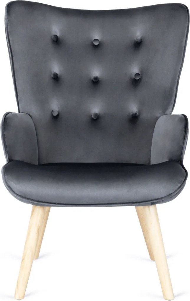 Pihenőfotel szürke színben, bársony kárpittal, lábtartóval LOZANO