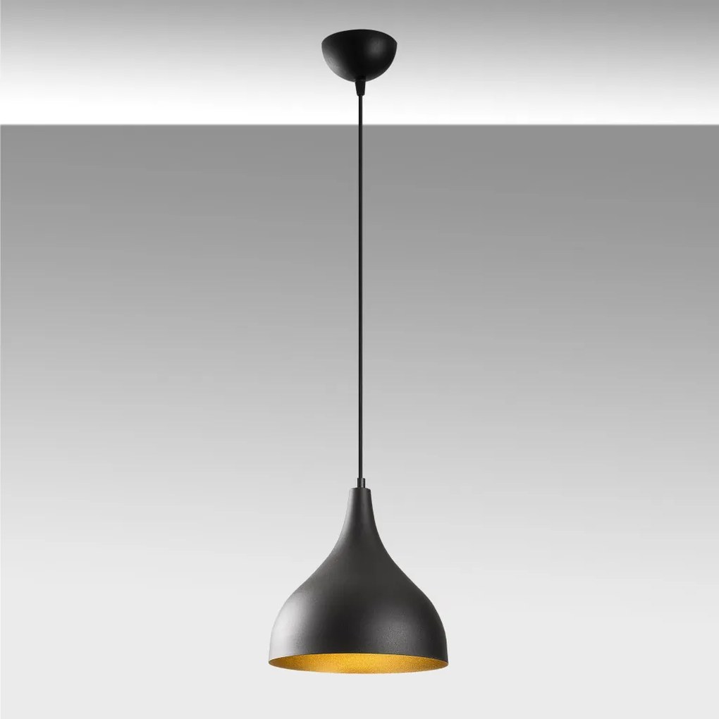 Sağlam 3760 fekete-arany fém függőlámpa, Ø26 cm