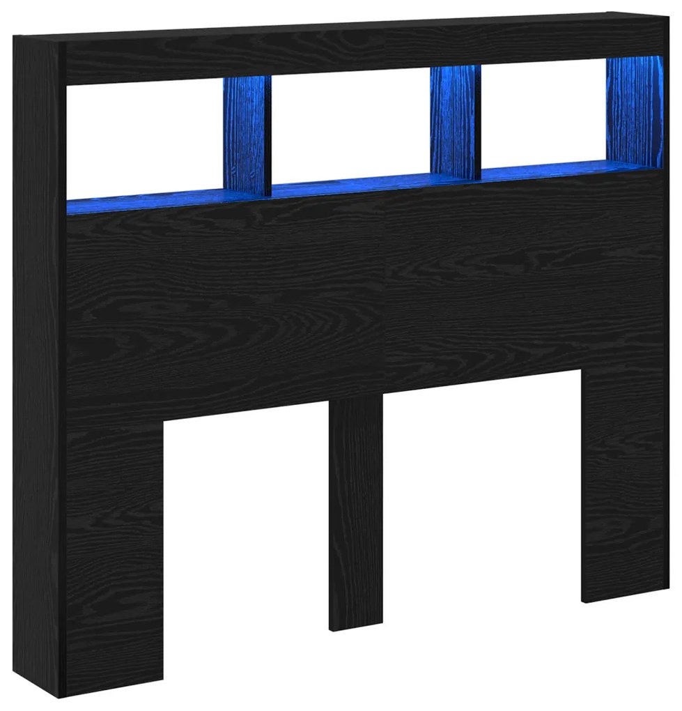 LED-es Fejtámla Szekrény Musta tammi 122 x 17 x 102 cm Faanyag