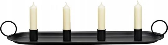 Adventi gyertyatartó fém fekete 49 cm Modern karácsonyi dísz
