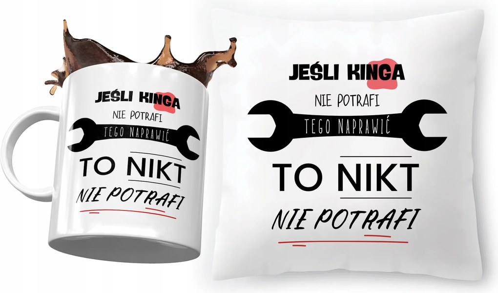 Kinga párna ajándék bögre szett fényképes nyomtatással