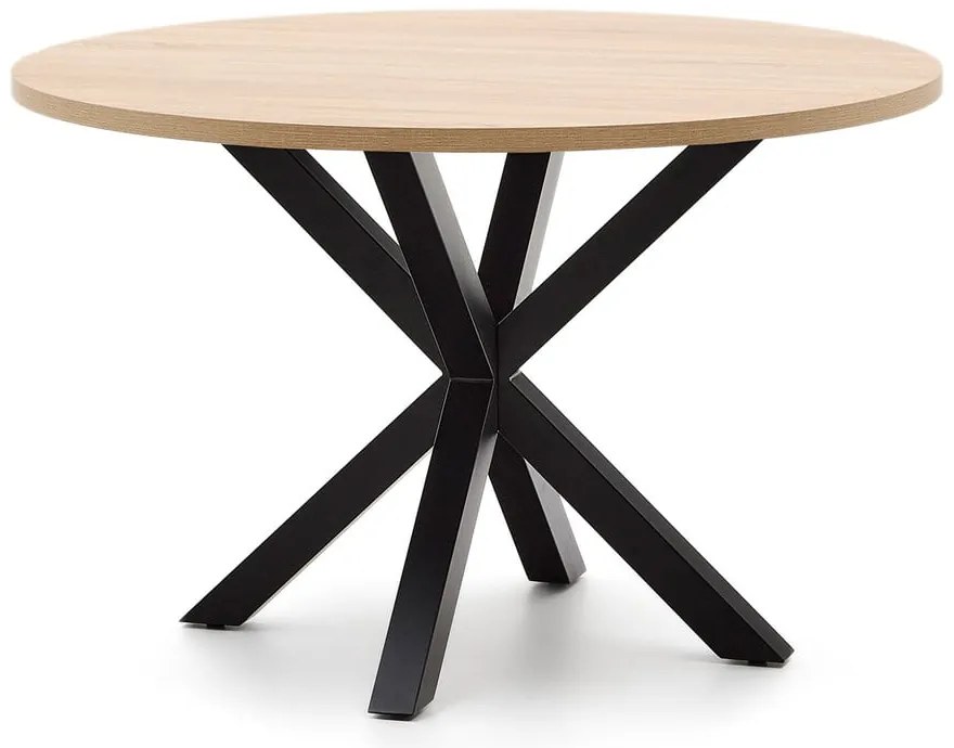 Fekete-natúr színű kerek étkezőasztal ø 120 cm Argo – Kave Home