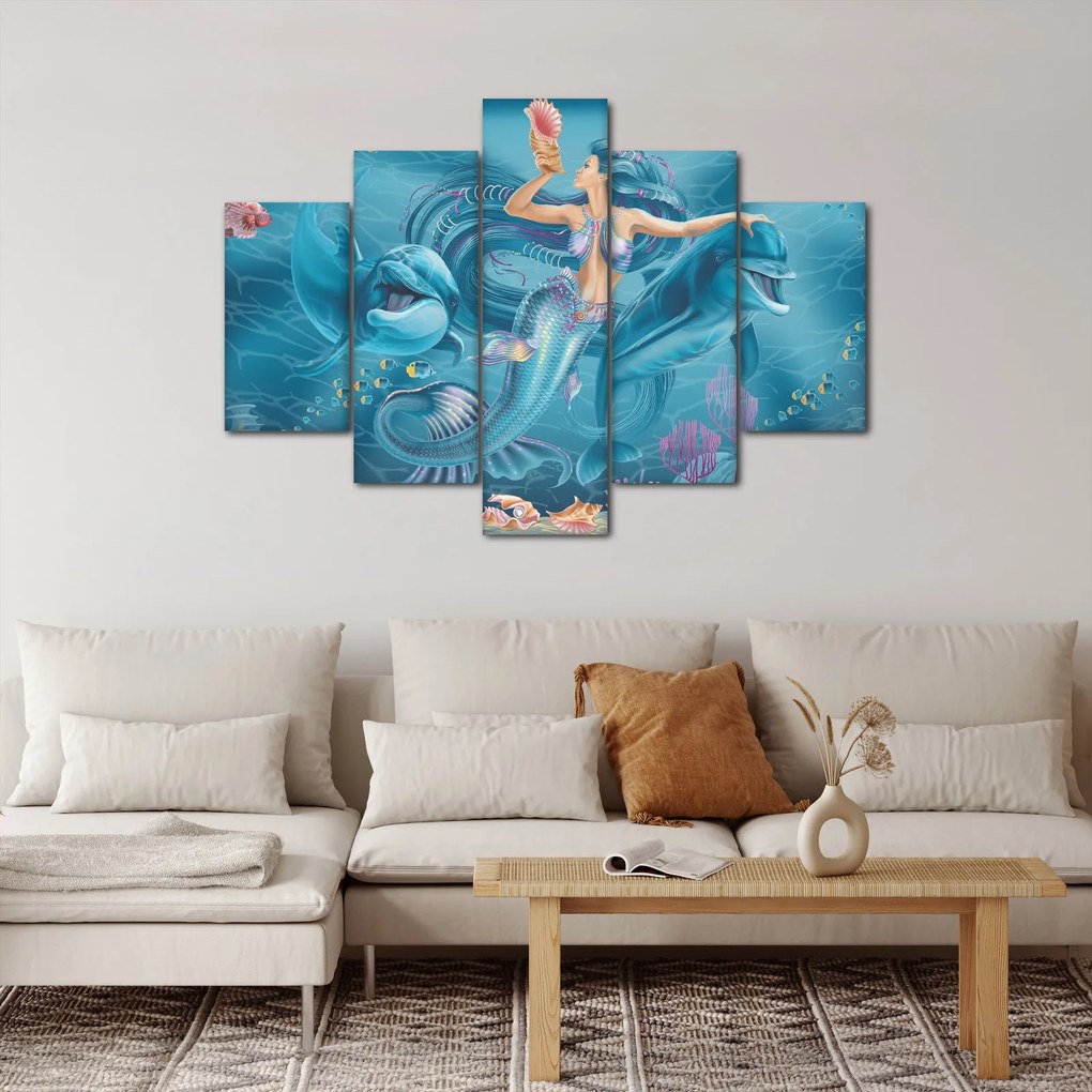 Kép - Sellő delfinekkel (150x105 cm)