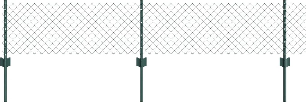 vidaXL Kerítés oszlopokkal Zöld 0,4 x 10 m Acél és PVC