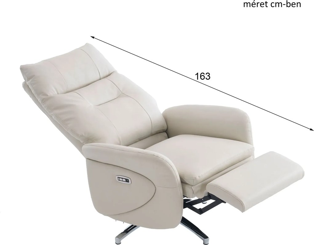 VASHOME Elektromos relaxációs fotel állítható háttámlávalés lábzsámollyal, USB töltővel, Bézs