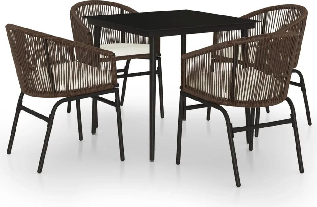 vidaXL 5 részes barna kerti étkezőgarnitúra