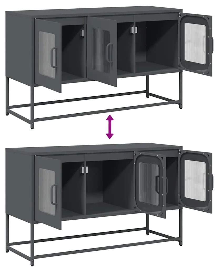 antracit hidegen hengerelt acél TV-szekrény 100,5x39x60,5 cm