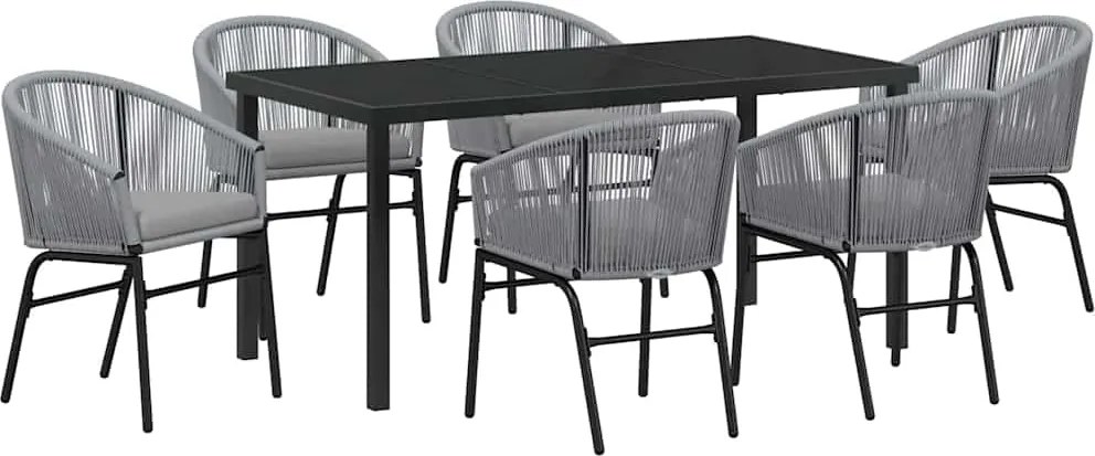 vidaXL Kert étkező szett 7 pcs Antracit Porszórt acél