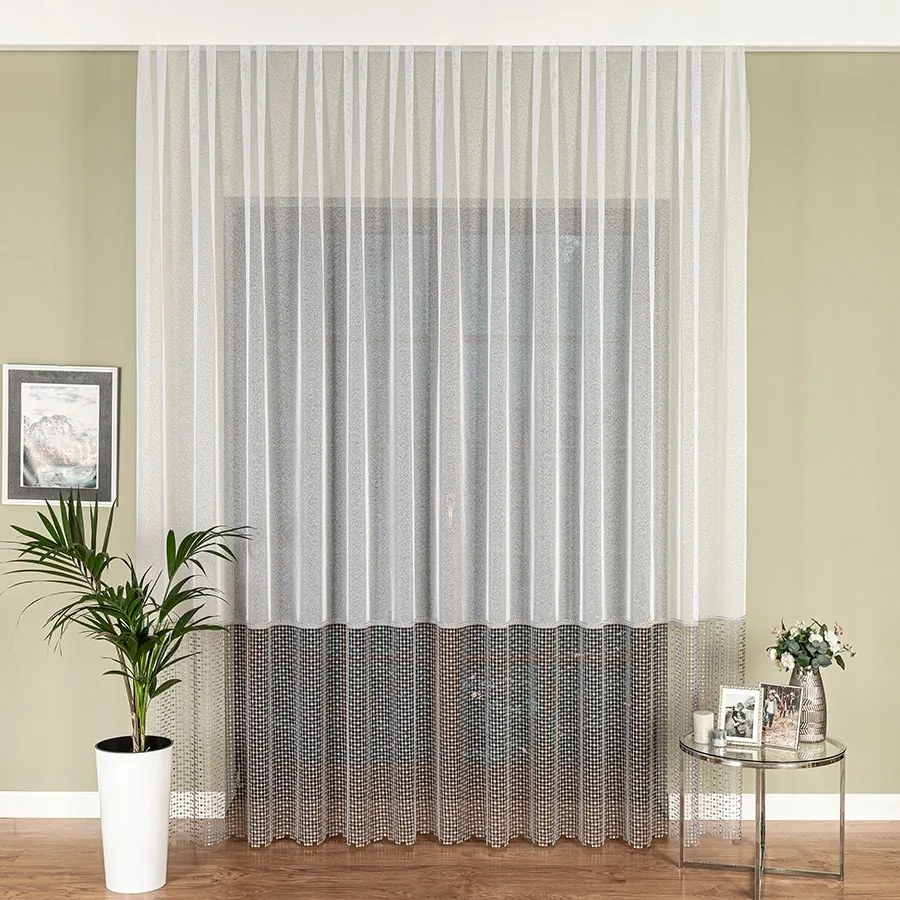 Mg Függöny 81778 Enzo fehér, széles Szürke Gipszkarton 500x250 szalaggal