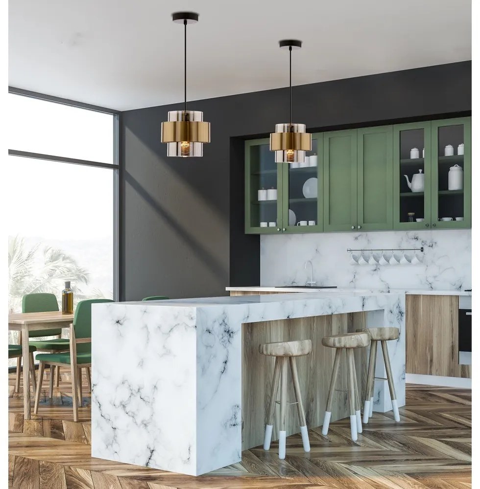 Fekete függőlámpa üveg búrával ø 18 cm Spiega – Candellux Lighting