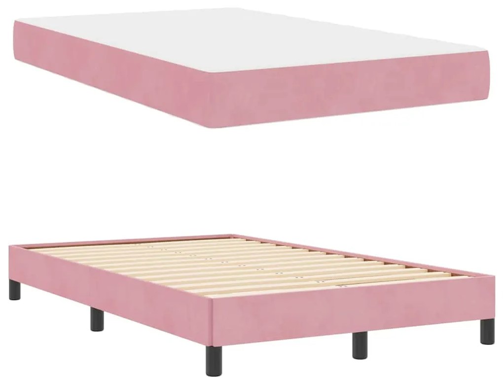 Boxspring ágy matraccal Rózsaszín 120 x 190 cm Bársony