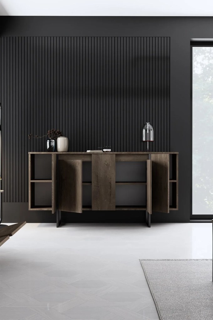 Konzolasztal Luxe - Walnut, Black
