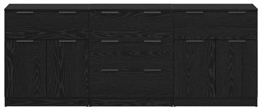 Széf fiókkal 3 pcs Musta tammi 60 x 30 x 70 cm Faanyag