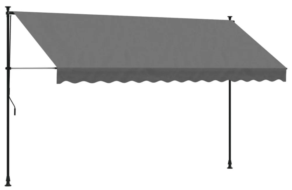 antracit szövet és acél feltekerhető napellenző 350 x 150 cm