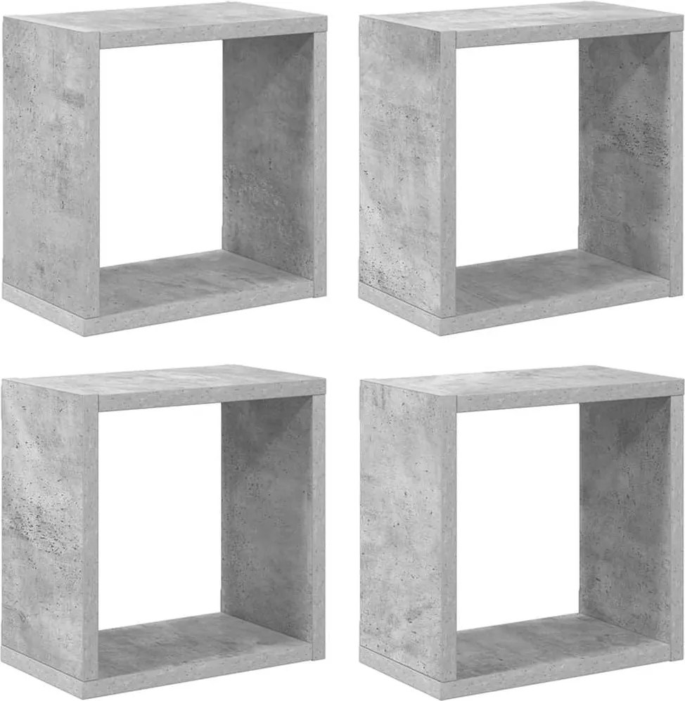 vidaXL 4 db betonszürke fali kockapolc 26 x 15 x 26 cm