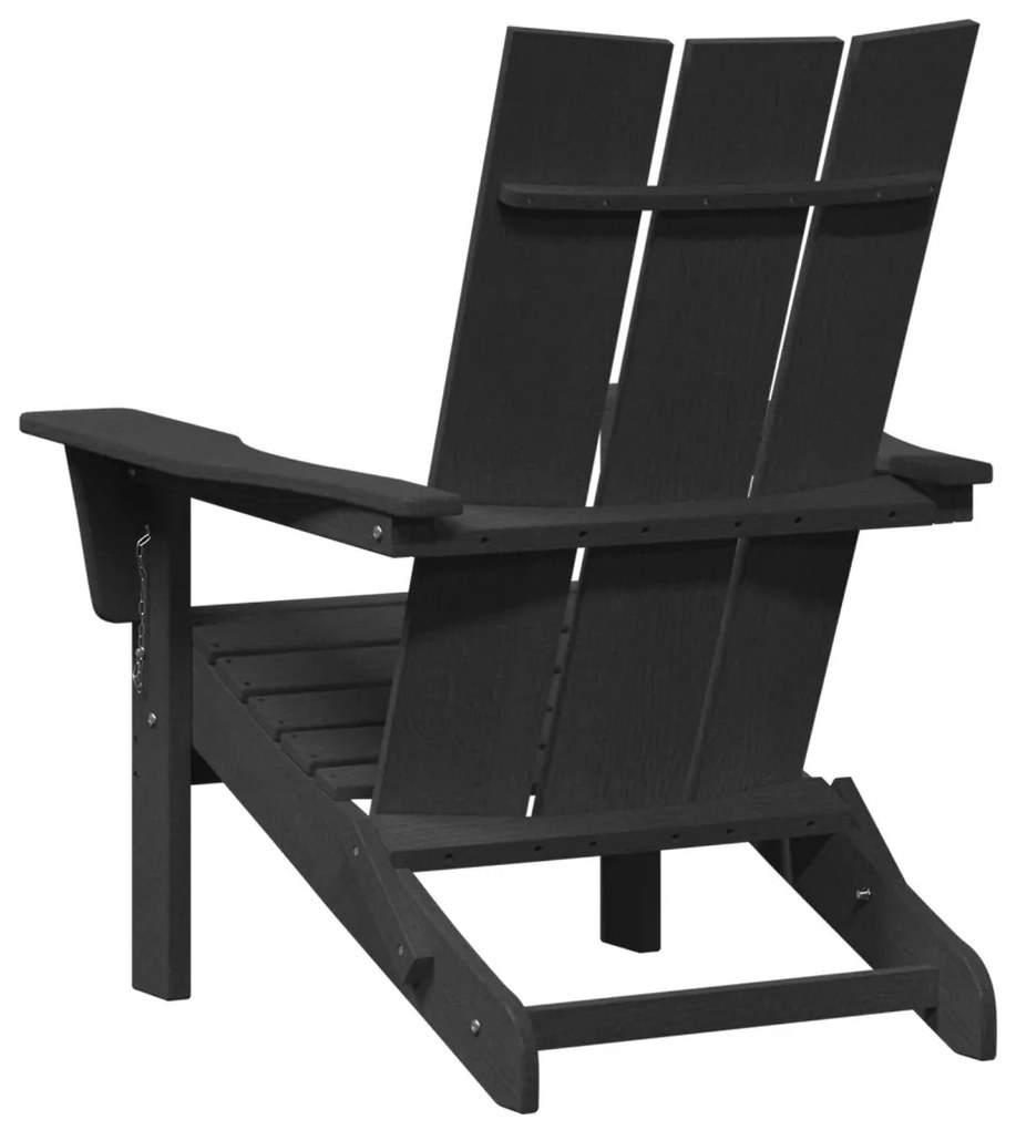 összecsukható Adirondack szék fekete 74,5x80,5x90 cm HDPE