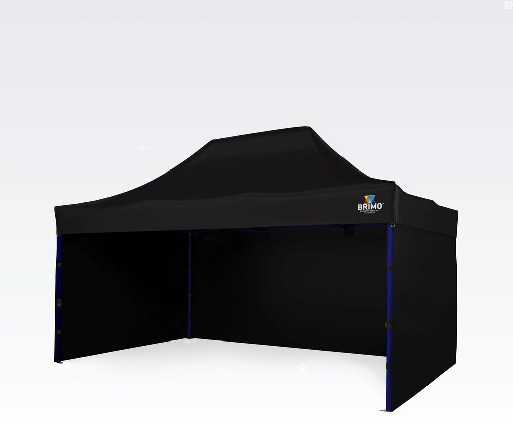 Piaci pavilon 3x4,5 m, 3 fallal | Gyors felállítás, 12,5 m² - plusz 3 oldalfal - Fekete