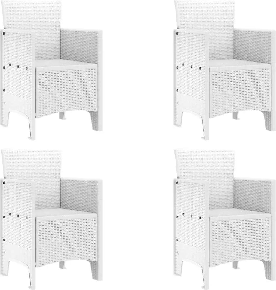 vidaXL Kerti Szék párnával 4 pcs Fehér 53 x 49 x 85 cm Polipropilén