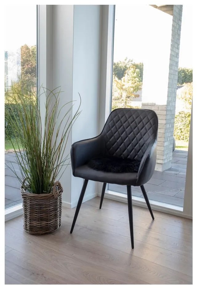 Fekete kárpitozott karfás étkezőfotel szett 2 db-os Harbo – House Nordic