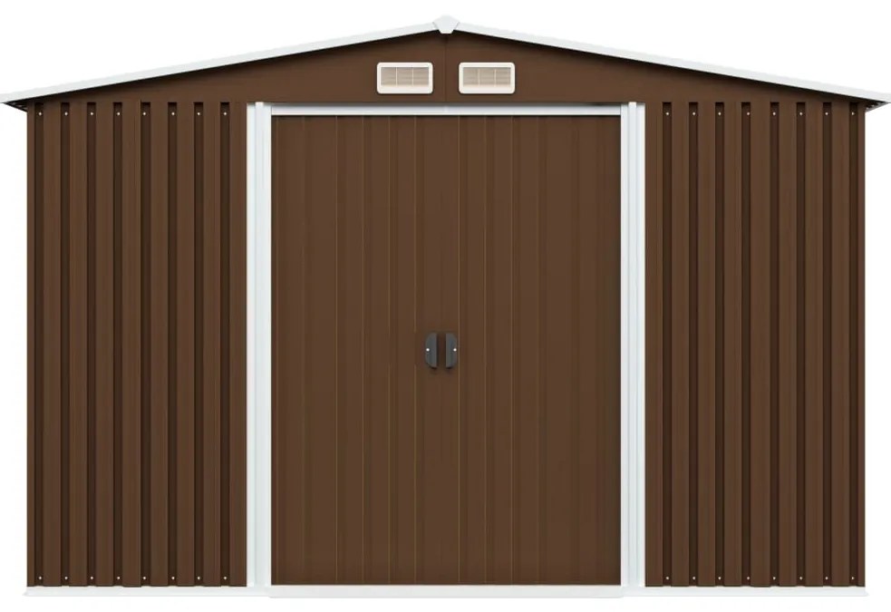 vidaXL barna acél kerti fészer 257 x 205 x 178 cm