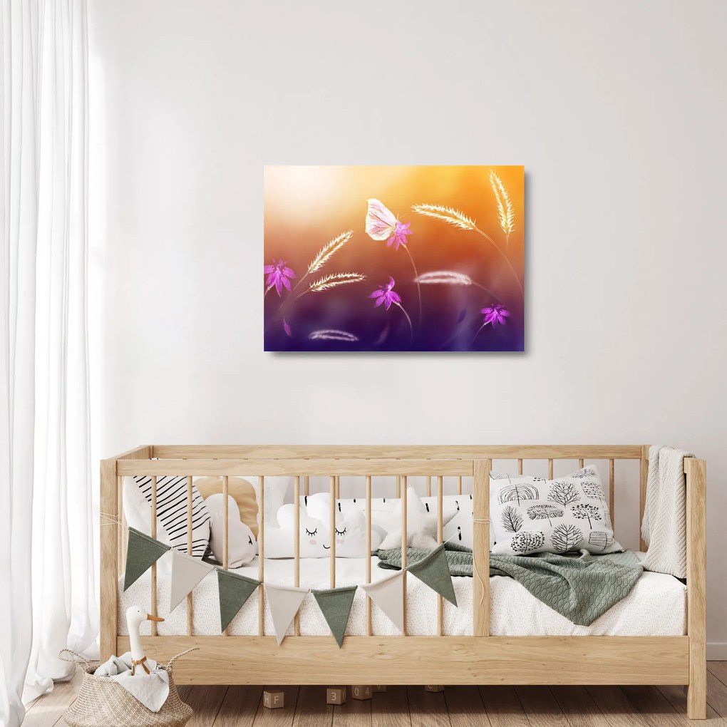 Kép - Rózsaszín pillangó (üvegen) (70x50 cm)
