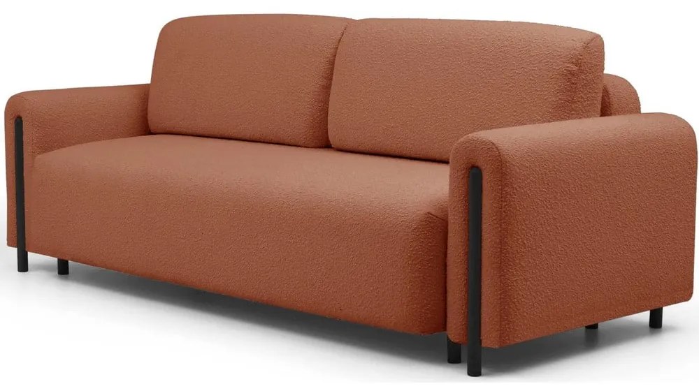 Terrakotta színű buklé kinyitható-tárolóhelyes kanapé 244 cm Arcadova – ELTAP