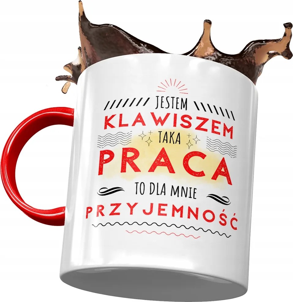 Piros Bögre A Billentyűzetnek A Munka Öröm Nyomtatott Fotóval