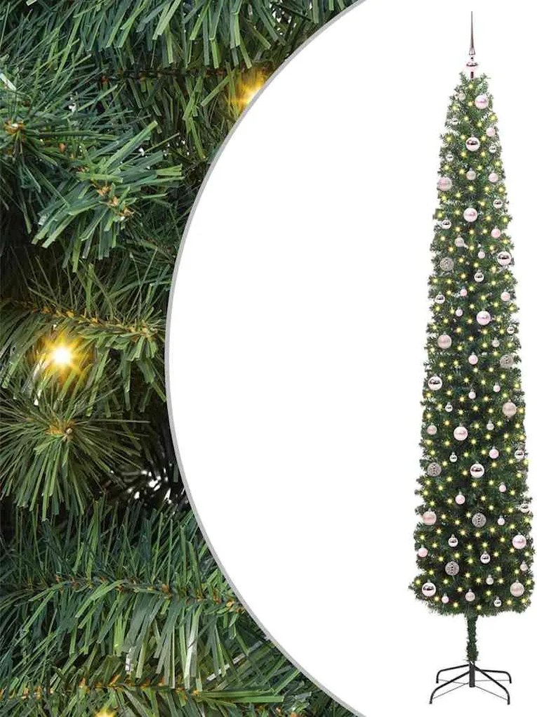 vidaXL Mű karácsonyfa 300 LED-del Zöld 270 cm PVC, acél és műanyag