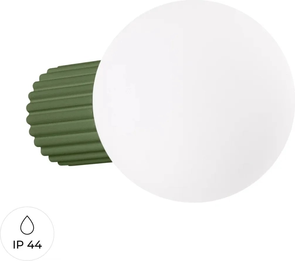 Fali lámpa Halo Sollux zöld olíva üveggömb IP44 1xG9
