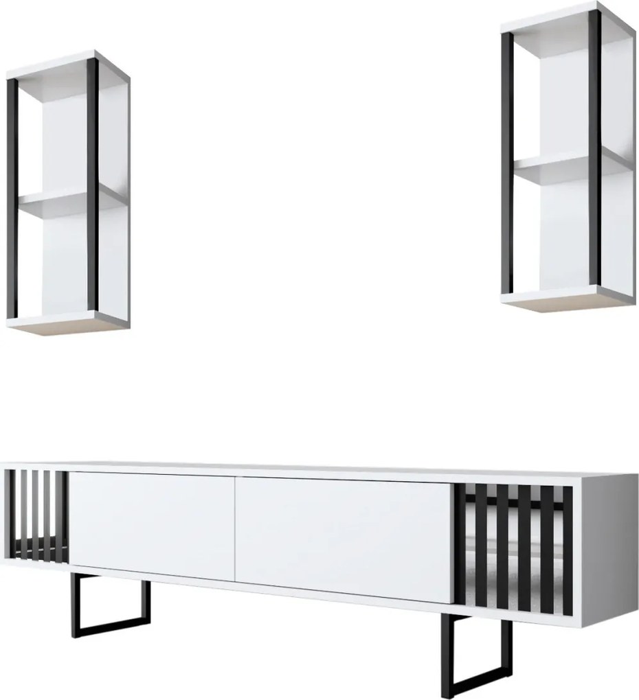 TV-állvány, fehér-fekete, 180 cm – TR618BLY1143