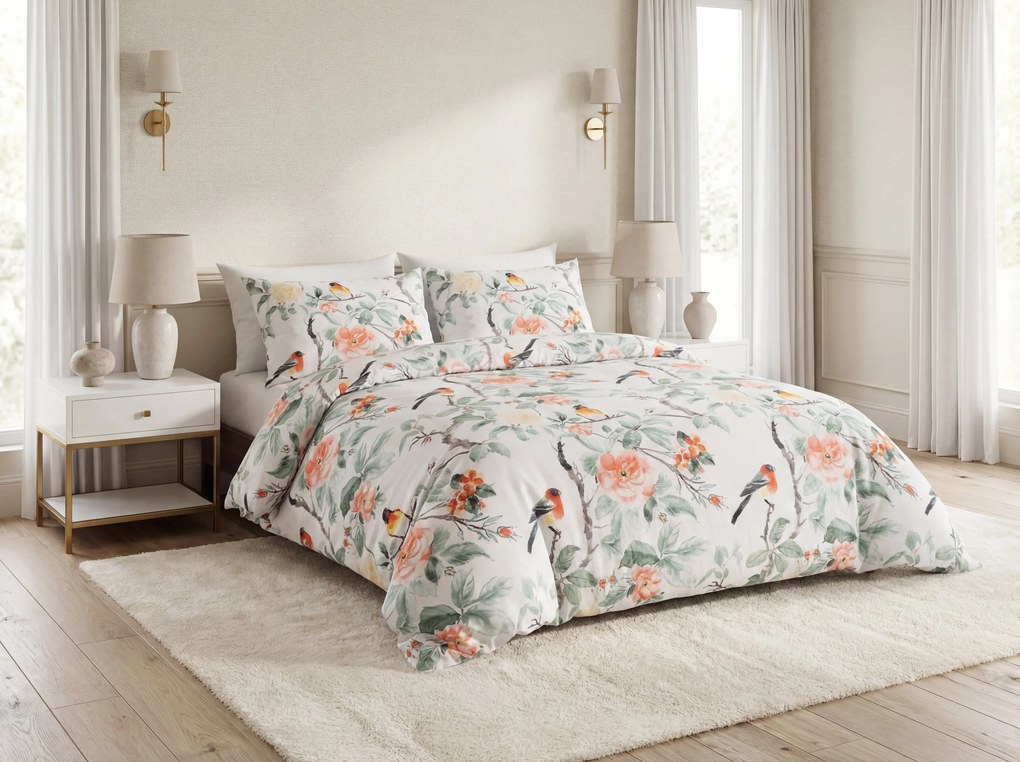 Mikroszálas ágyneműhuzat ORANGE FLOWERS fehér Ágyneműhuzat mérete: 2 db 70 x 80 cm | 160 x 200 cm