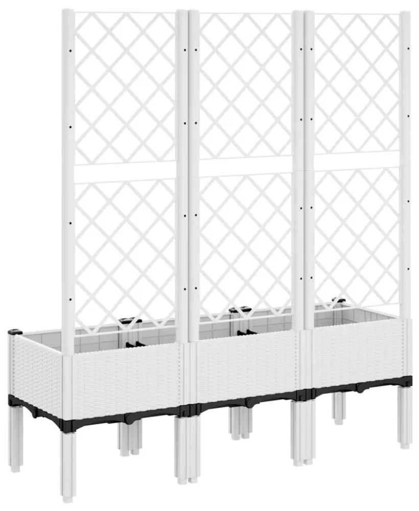 fehér polipropilén rácsos kerti ültetőláda 120 x 40 x 142 cm