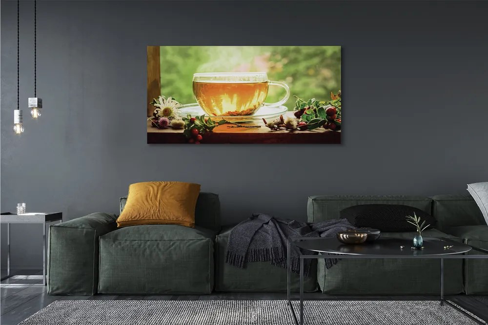Canvas képek Forró tea gyógynövények 120x60 cm