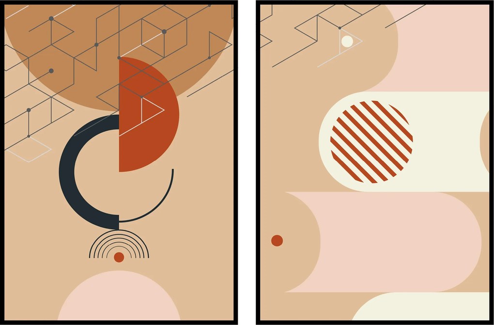 Grafika geometria poszter boho diptichon 2db 30x40cm