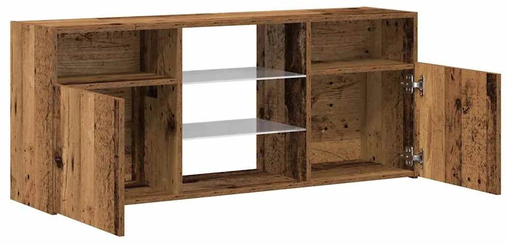 antik fa színű szerelt fa TV-szekrény LED-ekkel 120x30x50 cm